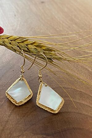 Birinci1926 925 Ayar Gümüş  Vintage Geometrik Mother of Pearl Küpe