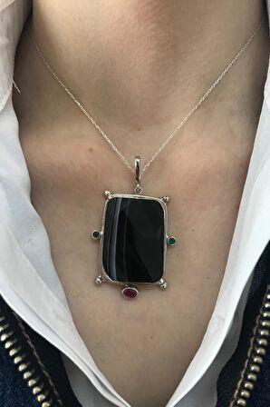 Birinci1926 925 Ayar Gümüş Mother Of Pearl Onix Kolye