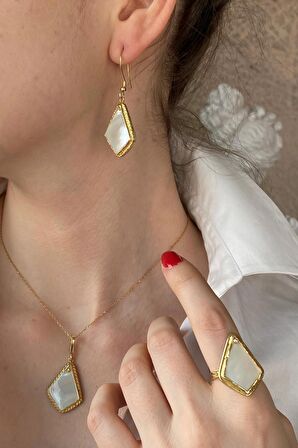 Birinci1926 925 Ayar Gümüş Vintage Geometrik Mother of Pearl Set