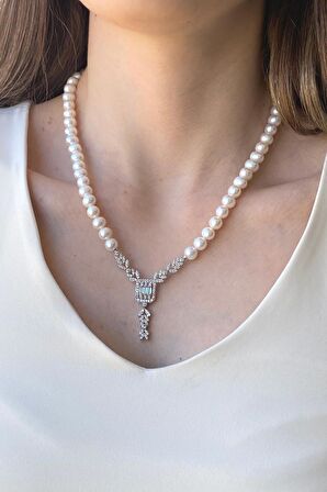 Birinci1926 925 Ayar Gümüş Kadın Baget Kesim İnci Set