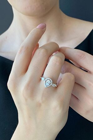 Birinci1926 925 Ayar Gümüş Kadın Damla Taşlı İnci Set