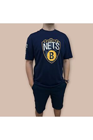 Erkek  Oversize Nets Baskılı Pamuklu T-Shirt