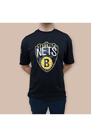 Erkek  Oversize Nets Baskılı Pamuklu T-Shirt