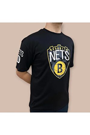 Erkek  Oversize Nets Baskılı Pamuklu T-Shirt