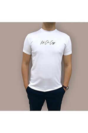 Erkek  Slim Fit Enjeksiyon Baskılı Pamuklu T-Shirt