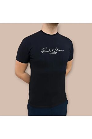 Erkek  Slim Fit Enjeksiyon Baskılı Pamuklu T-Shirt