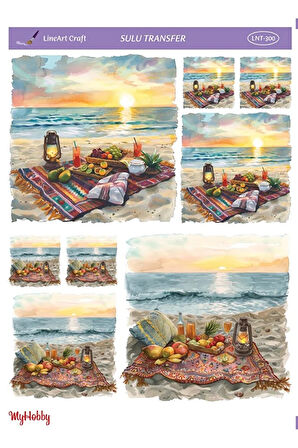 LNT-300 Kumsal, Günbatımı 25 * 35 cm Sulu Transfer
