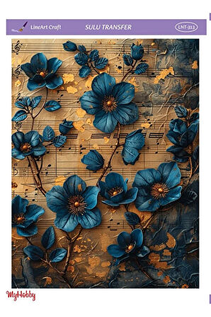 LNT-313 Mavi Çiçekler 25 * 35 cm Sulu Transfer