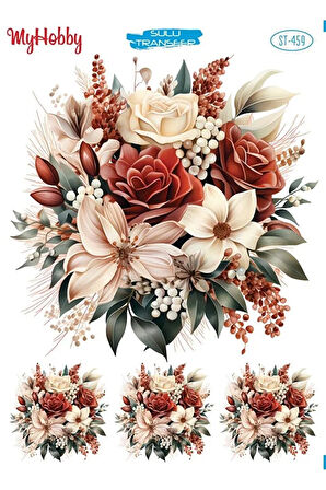 ST 459 Çiçek Demeti Desenli Sulu Transfer 25*35 cm