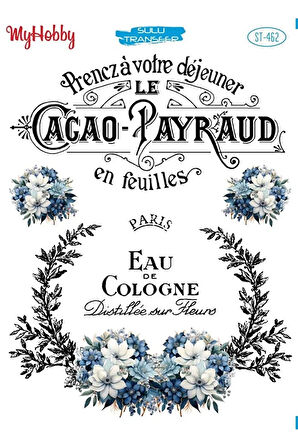 ST 462 Kaligrafik Yazı, Çiçek Desenli Sulu Transfer 25*35 cm