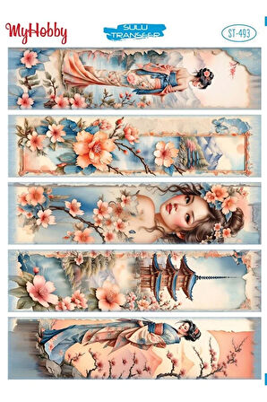 ST 493 Geyşa Desen Sulu Transfer 25*35 cm