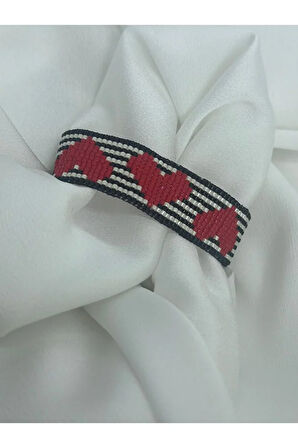 Siyah Beyaz Çizgili, Kalpli Miyuki Bileklik