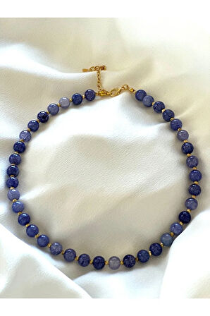 Mor Tonları Cam Boncuk Taşlı Kolye, Choker Kolye