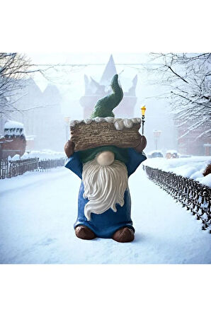 Mavi Yeşil Bahçe Cücesi, Sakallı Cüce, Hediyelik, Dekoratif Heykel