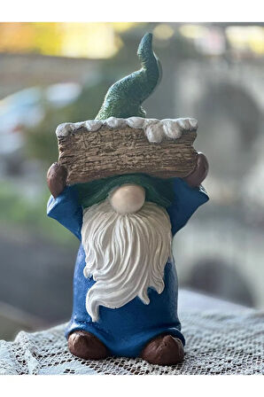 Mavi Yeşil Bahçe Cücesi, Sakallı Cüce, Hediyelik, Dekoratif Heykel
