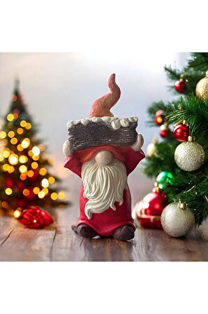 Kırmızı Turuncu Bahçe Cücesi, Sakallı Cüce, Hediyelik, Dekoratif Heykel