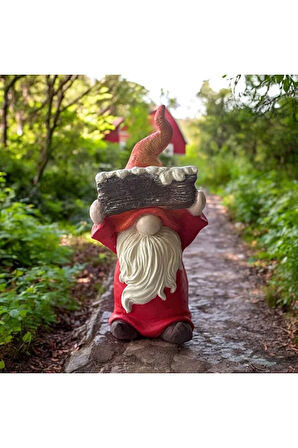 Kırmızı Turuncu Bahçe Cücesi, Sakallı Cüce, Hediyelik, Dekoratif Heykel
