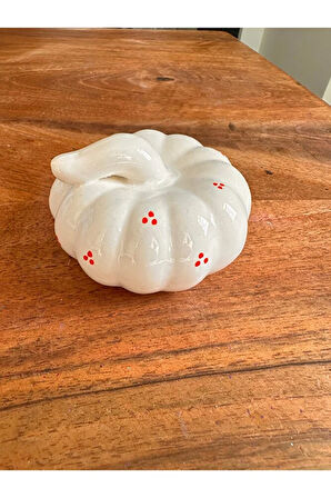 Orta ve Küçük Boy Dekoratif Kabak Set, Kalpli, Kırmızılı, El yapımı, Mutfak Dekoru, Seramik Kabak