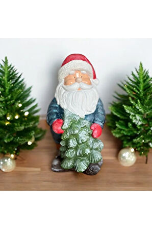Çam Ağaçlı Montlu Noel Baba, Yeni Yıl Dekorasyon, Noel Baba Heykel