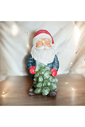 Çam Ağaçlı Montlu Noel Baba, Yeni Yıl Dekorasyon, Noel Baba Heykel