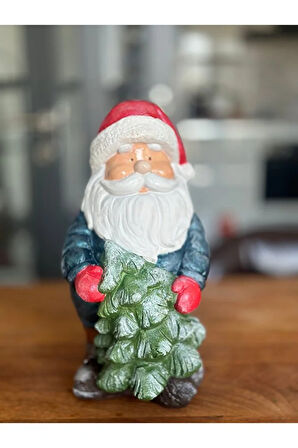 Çam Ağaçlı Montlu Noel Baba, Yeni Yıl Dekorasyon, Noel Baba Heykel