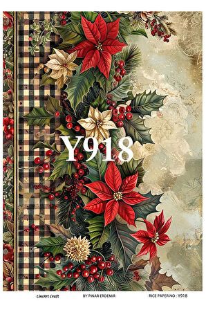 Y918 Yeniyıl Serisi Krizantem, Yeniyıl Çiçeği 29*42 cm Pirinç Dekopaj