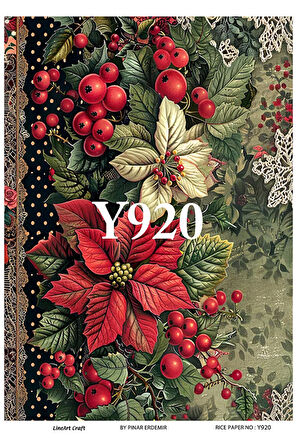 Y920 Yeniyıl Serisi Krizantem, Yılbaşı Çiçeği 29*42 cm Pirinç Dekopaj