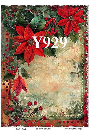 Y929 Yeniyıl Serisi Krizantem, Yılbaşı Çiçeği 29*42 cm Pirinç Dekopaj