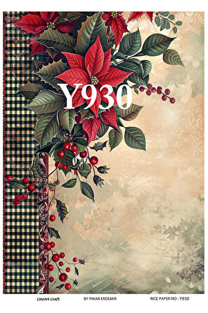 Y930 Yeniyıl Serisi Krizantem, Yılbaşı Çiçeği 29*42 cm Pirinç Dekopaj