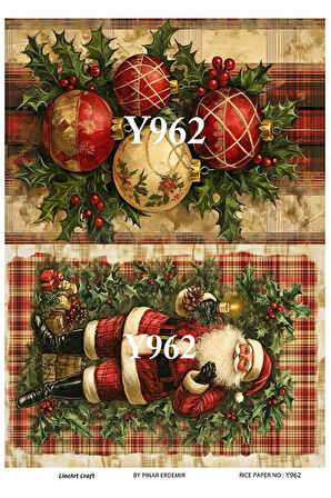 Y962 Yeniyıl Serisi, Noel Baba Desenli Pirinç Dekopaj 30*42 cm