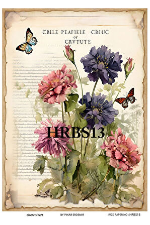 HRBS13 Vintage Çiçekler 29*42 cm Pirinç Dekopaj