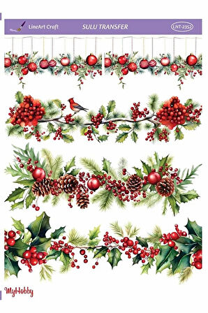 LNT2352 Yeniyıl Serisi, Kokina Desenli Açık Zemin Sulu Transfer 25*35 cm