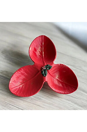 Kırmızı, Yeşil, 3 Bölmeli Dekoratif Çerezlik, Yeniyıl, Hediye Alternatifi