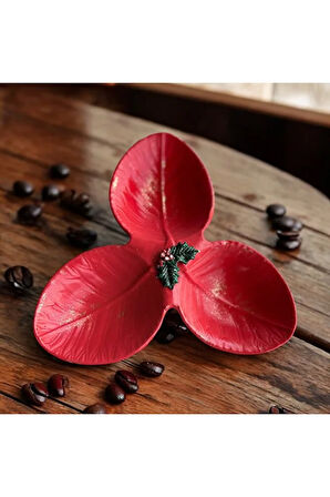 Kırmızı, Yeşil, 3 Bölmeli Dekoratif Çerezlik, Yeniyıl, Hediye Alternatifi