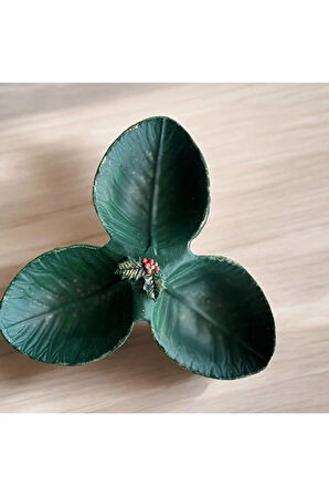 Yeşil, 3 Bölmeli Dekoratif Çerezlik, Yeniyıl, Hediye Alternatifi