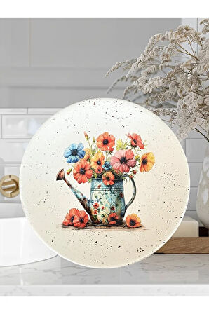 Çiçek Desenli 18 cm Duvar Tabağı, Dekorasyon, Mutfak, Balkon
