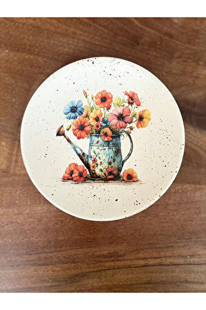 Çiçek Desenli 18 cm Duvar Tabağı, Dekorasyon, Mutfak, Balkon