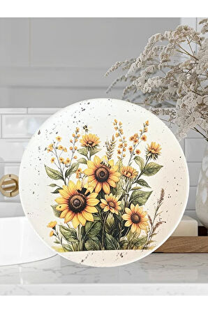 Ayçiçeği, Günebakan, Sun Flower 18 cm Duvar Tabağı, Dekorasyon, Mutfak, Balkon