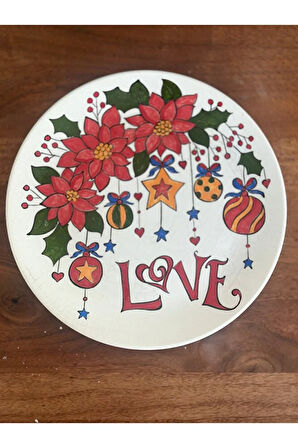 Çini, El boyaması, Dekoratif Duvar Tabağı, Love - Sevgi Duvar Tabağı, Hediye
