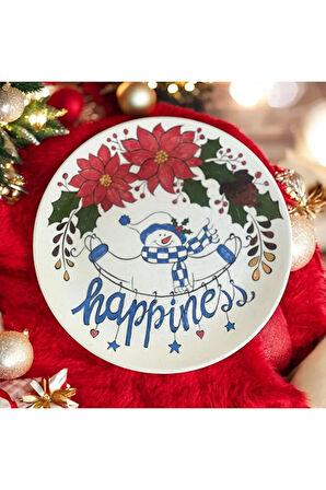 Çini, El boyaması, Dekoratif Duvar Tabağı, Happiness - Mutluluk Duvar Tabağı, 25 cm