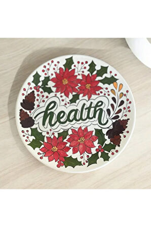 Çini, El boyaması, Dekoratif Duvar Tabağı, Health - Sağlık Duvar Tabağı, Hediye, 25 cm