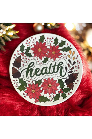 Çini, El boyaması, Dekoratif Duvar Tabağı, Health - Sağlık Duvar Tabağı, Hediye, 25 cm