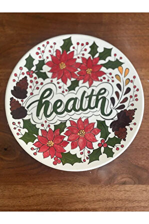 Çini, El boyaması, Dekoratif Duvar Tabağı, Health - Sağlık Duvar Tabağı, Hediye, 25 cm