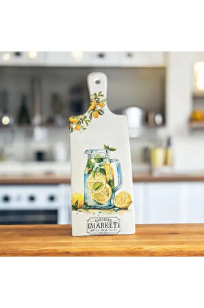 Limon Desenli Dekoratif Sunumluk, Duvar Süsü, 30*15 cm, Seramik, El yapımı