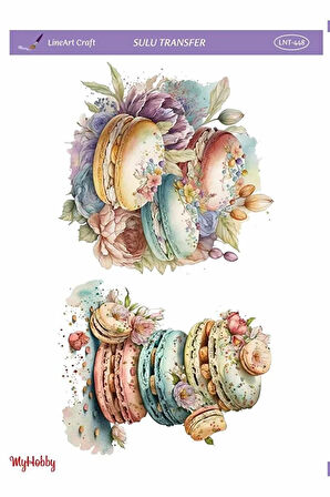LNT448 Pastel Makaron Desenli Açık Zemin Sulu Transfer 25*35 cm