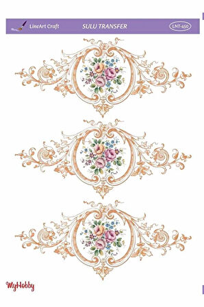 LNT450 Çerçeve İçinde Çiçek Desenli Açık Zemin Sulu Transfer 25*35 cm