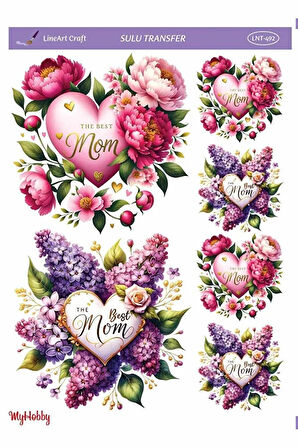 LNT492 Anneler Günü, Anne, Çoklu Desen Açık Zemin Sulu Transfer 25*35 cm