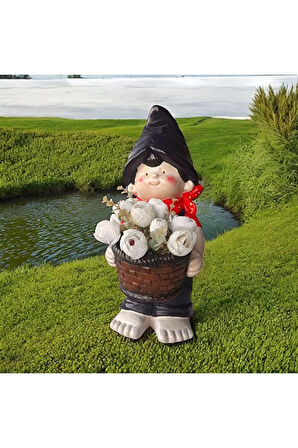 Bahçe Dekorasyon, Renkli Saksılar, Erkek Çocuk Heykel