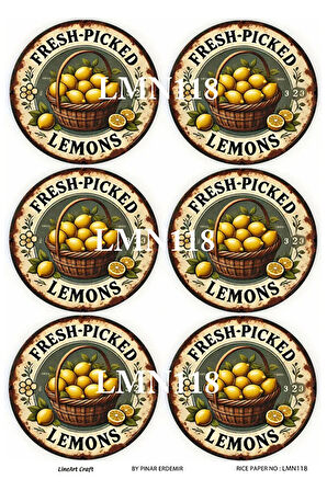 Limon Serisi LMN118 Çoklu, Limon Desenli 29*42 cm Pirinç Dekopaj