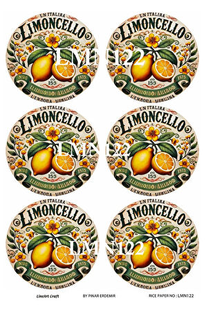 Limon Serisi LMN122 Çoklu, Limon, Limoncello Desenli 29*42 cm Pirinç Dekopaj